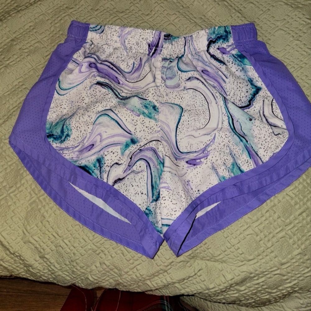 Purple and Marble Patterned Athletic Shorts